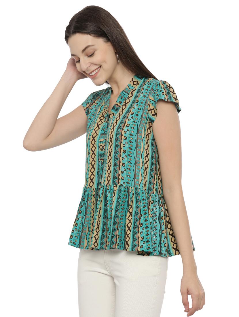 abstract printed peplum top - 17550683 - Zoom Image - 2