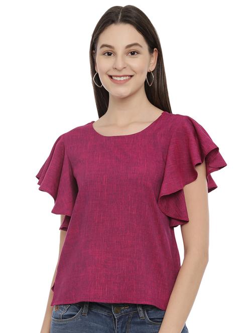 bell sleeved solid top - 17550684 - Standard Image - 1