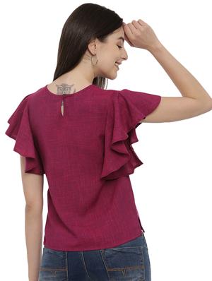 bell sleeved solid top - 17550684 - Standard Image - 3