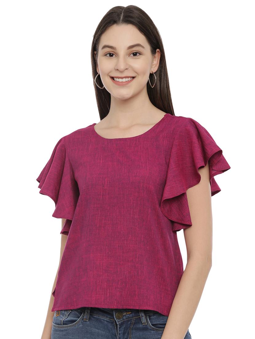 bell sleeved solid top - 17550684 - Zoom Image - 1