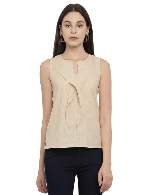 notch neck striped top - 17550687 - Standard Image - 1