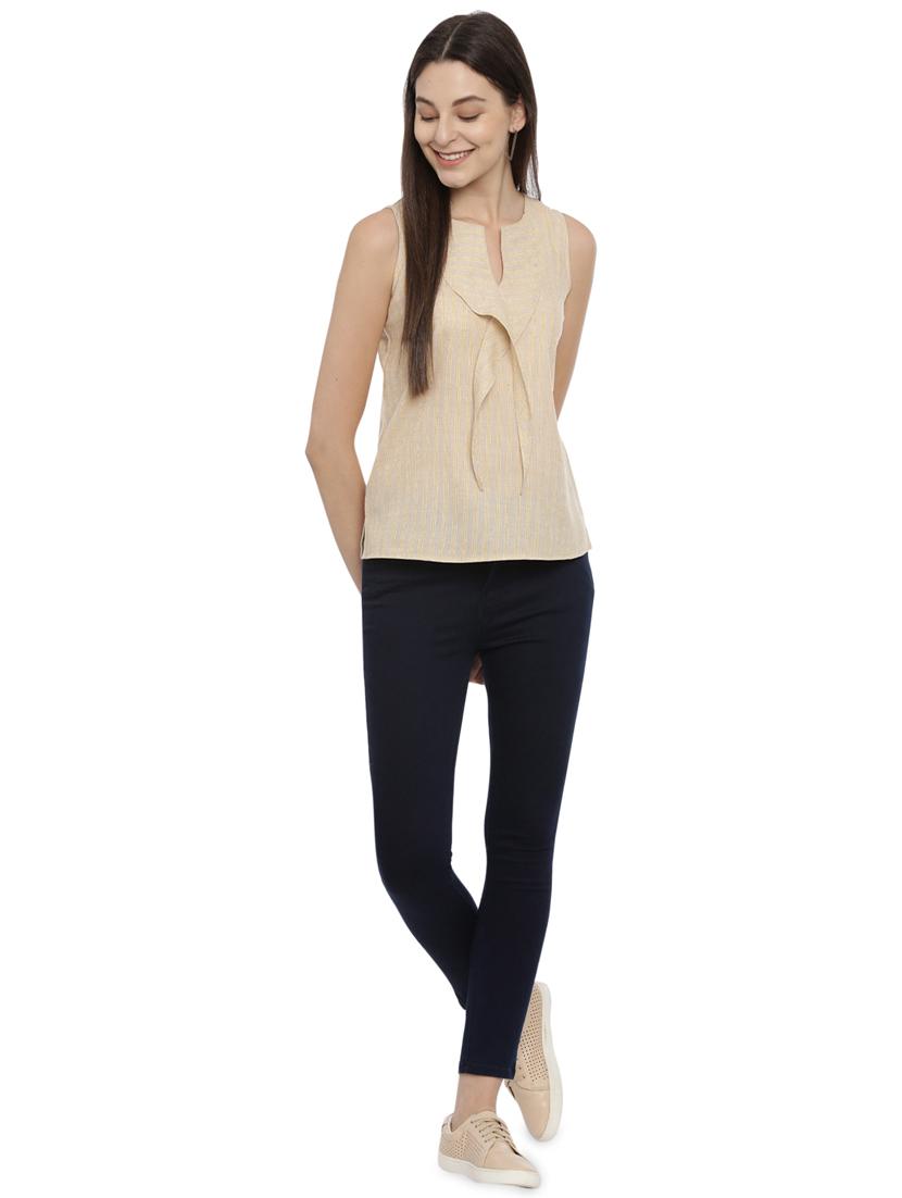 notch neck striped top - 17550687 - Zoom Image - 4