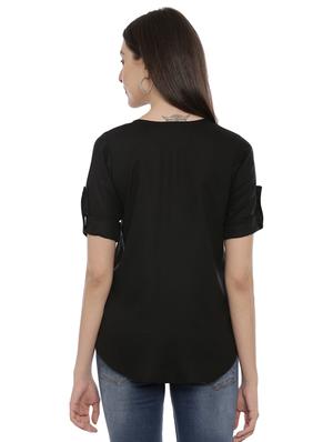 notch neck printed top - 17550690 - Standard Image - 3