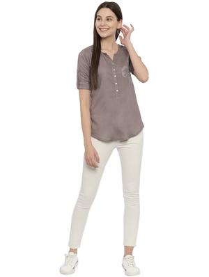 notch neck printed top - 17550691 - Standard Image - 4
