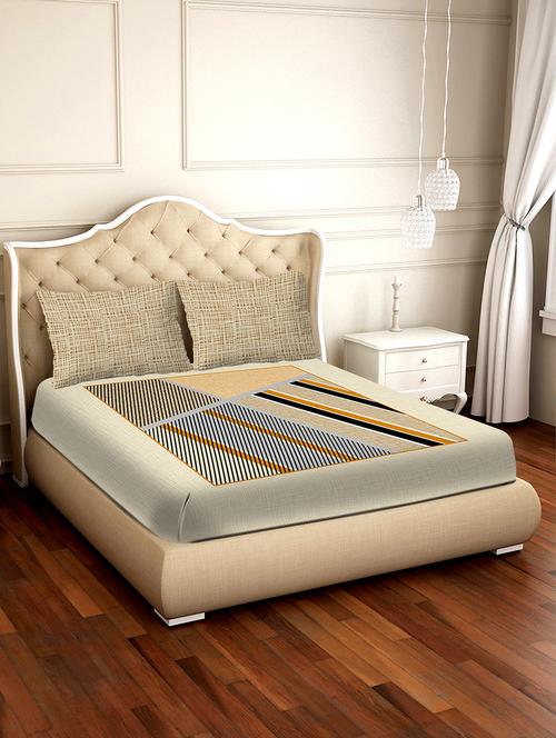 shades of shraddha double bedsheet set super king size 300 tc 100% cotton beige colour - 17550695 - Standard Image - 1