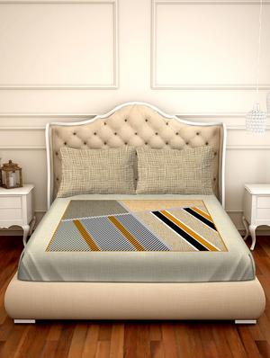 shades of shraddha double bedsheet set super king size 300 tc 100% cotton beige colour - 17550695 - Standard Image - 2