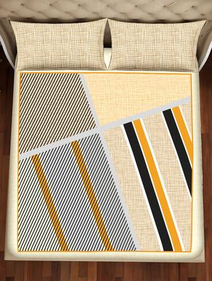 shades of shraddha double bedsheet set super king size 300 tc 100% cotton beige colour - 17550695 - Standard Image - 3
