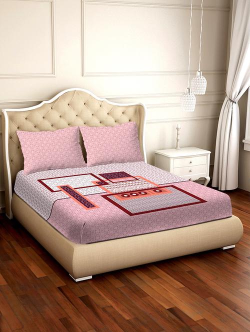 shades of shraddha double bedsheet set super king size 300 tc 100% cotton pink colour - 17550697 - Standard Image - 1