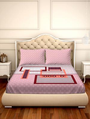 shades of shraddha double bedsheet set super king size 300 tc 100% cotton pink colour - 17550697 - Standard Image - 2