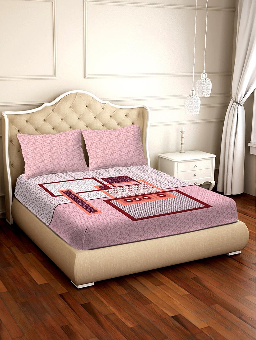 shades of shraddha double bedsheet set super king size 300 tc 100% cotton pink colour - 17550697 - Zoom Image - 1