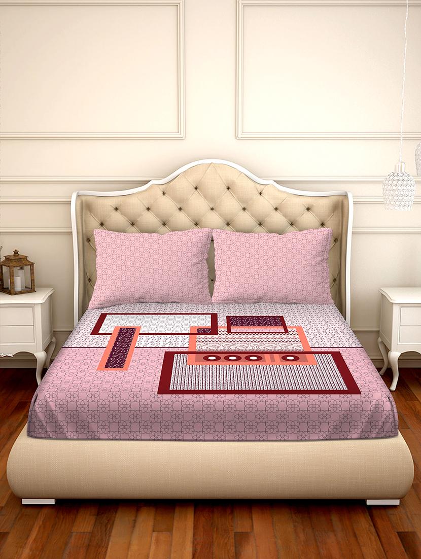 shades of shraddha double bedsheet set super king size 300 tc 100% cotton pink colour - 17550697 - Zoom Image - 2
