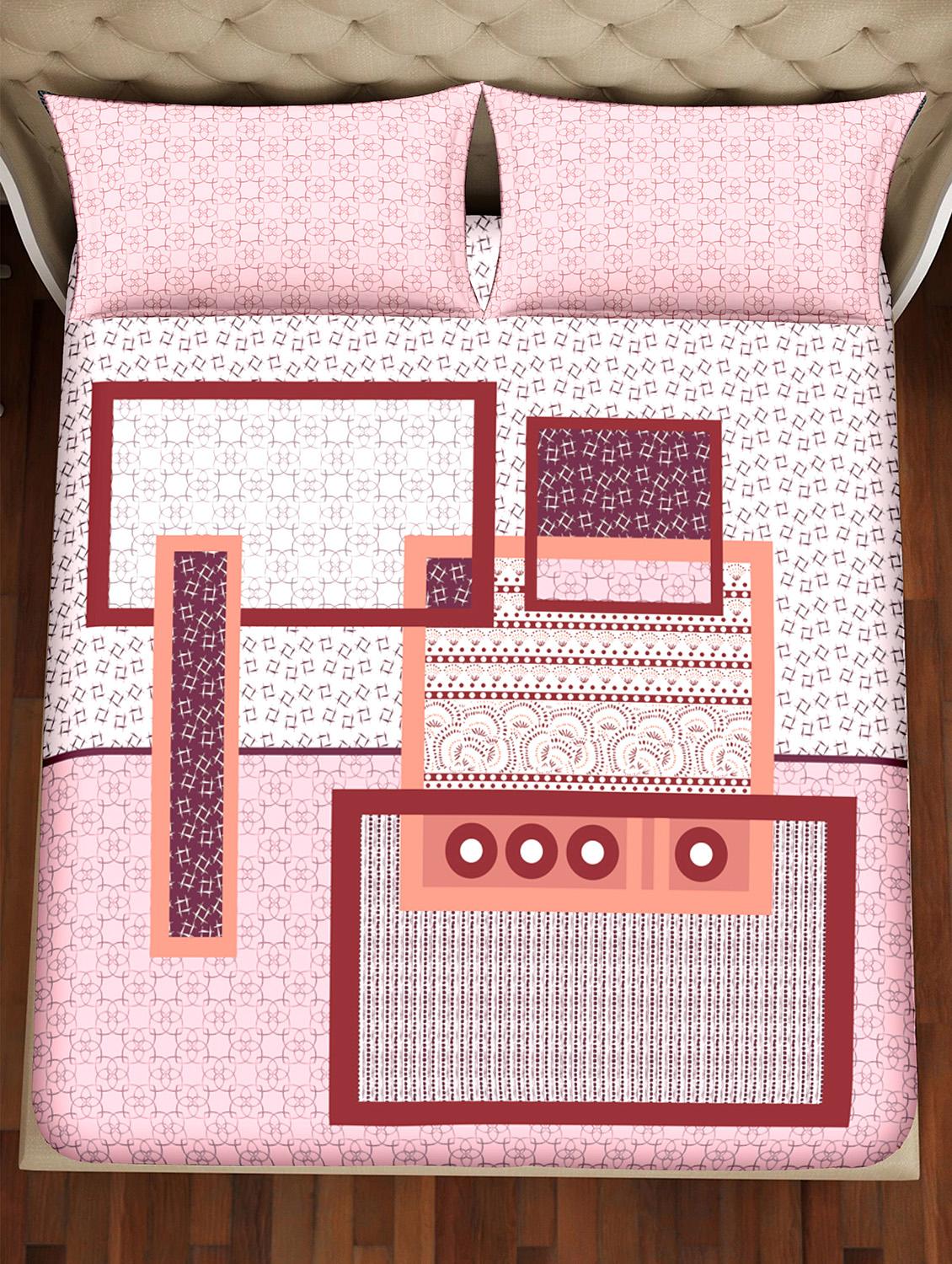 shades of shraddha double bedsheet set super king size 300 tc 100% cotton pink colour - 17550697 - Zoom Image - 3