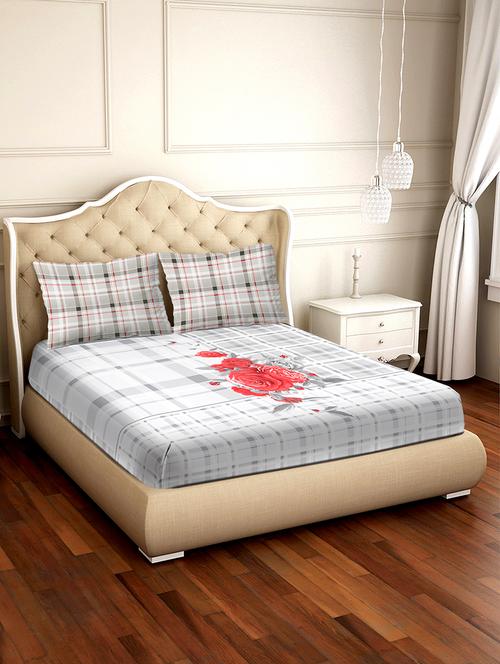 shades of shraddha double bedsheet set super king size 300 tc 100% cotton grey colour - 17550702 - Standard Image - 1