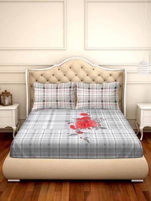 shades of shraddha double bedsheet set super king size 300 tc 100% cotton grey colour - 17550702 - Standard Image - 2