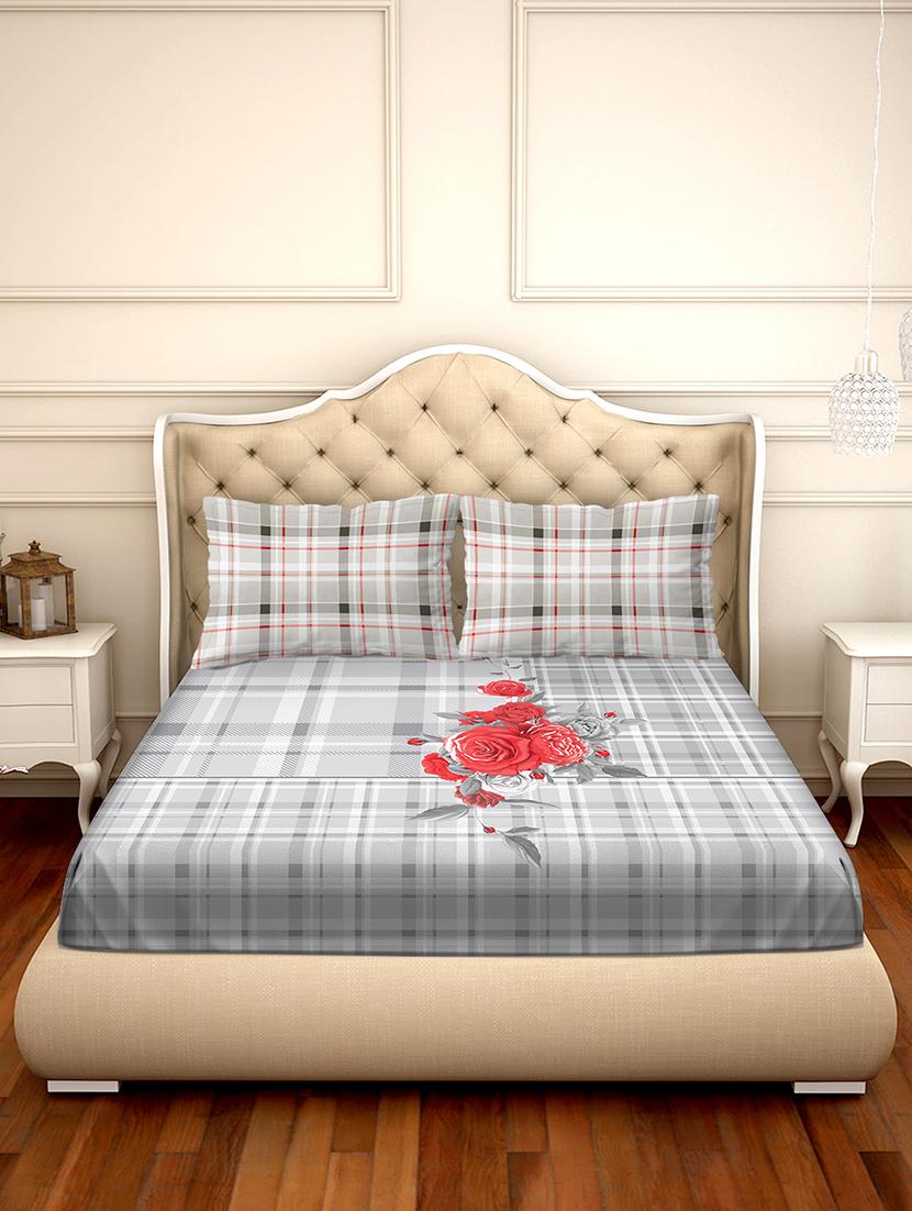 shades of shraddha double bedsheet set super king size 300 tc 100% cotton grey colour - 17550702 - Zoom Image - 2