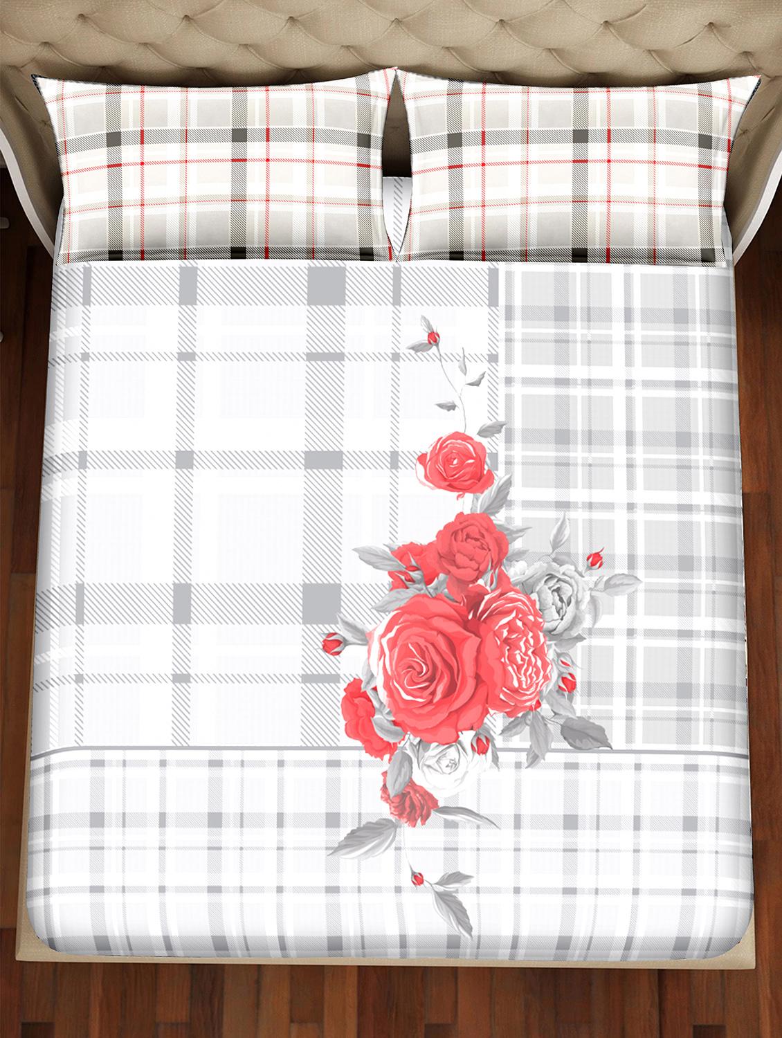 shades of shraddha double bedsheet set super king size 300 tc 100% cotton grey colour - 17550702 - Zoom Image - 3