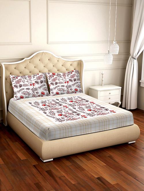 shades of shraddha double bedsheet set super king size 300 tc 100% cotton multi colour - 17550704 - Standard Image - 1