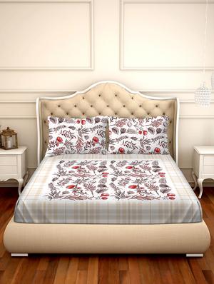 shades of shraddha double bedsheet set super king size 300 tc 100% cotton multi colour - 17550704 - Standard Image - 2