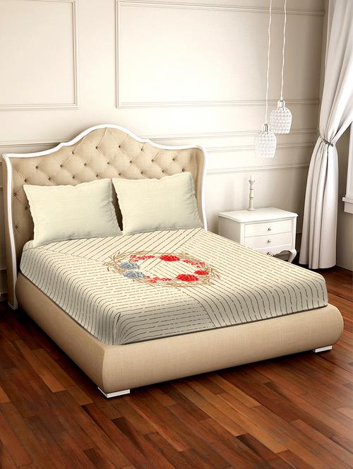 shades of shraddha double bedsheet set super king size 300 tc 100% cotton beige colour - 17550706 - Standard Image - 1