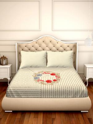 shades of shraddha double bedsheet set super king size 300 tc 100% cotton beige colour - 17550706 - Standard Image - 2