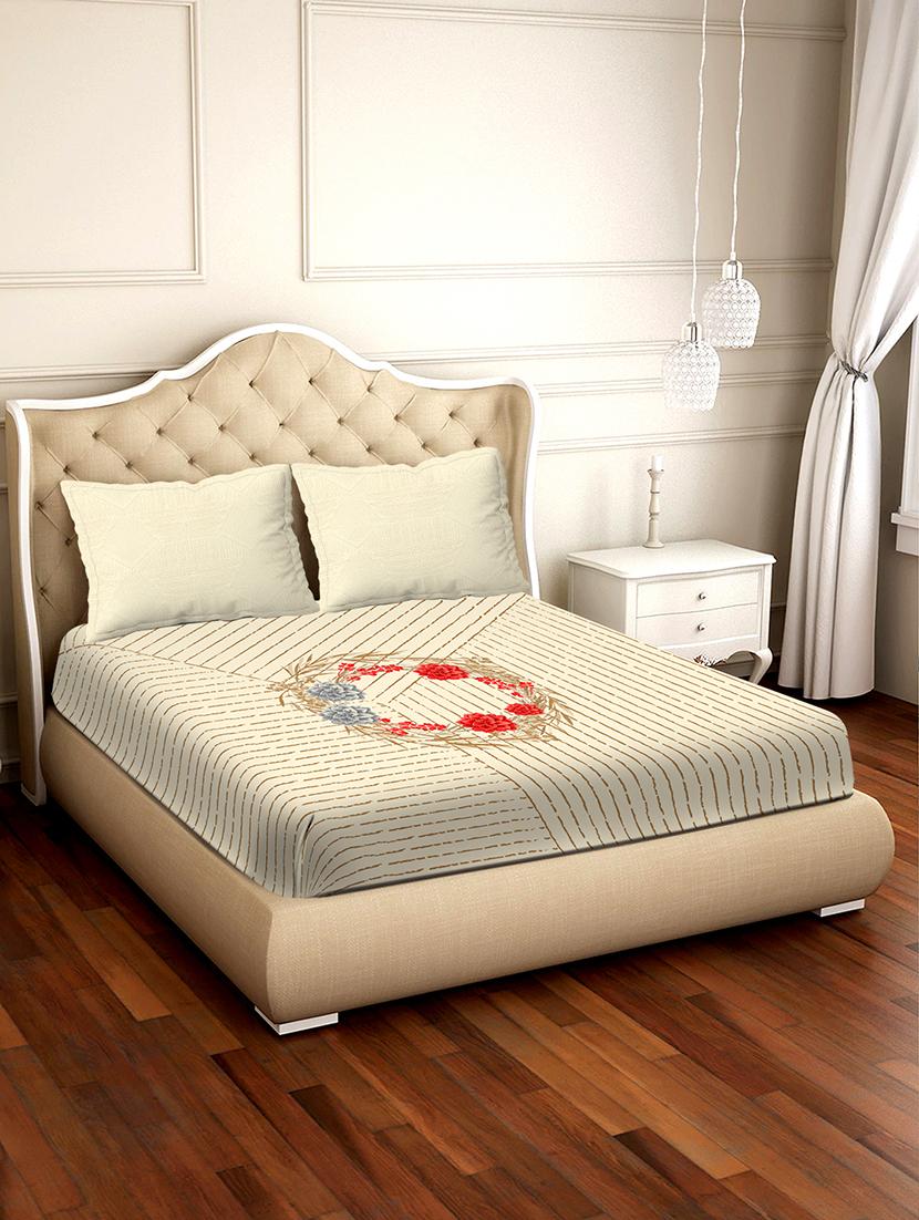 shades of shraddha double bedsheet set super king size 300 tc 100% cotton beige colour - 17550706 - Zoom Image - 1