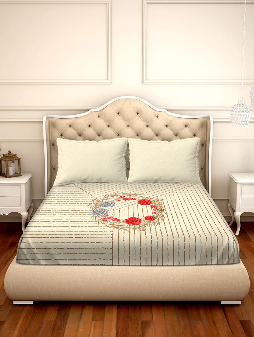 shades of shraddha double bedsheet set super king size 300 tc 100% cotton beige colour - 17550706 - Zoom Image - 2