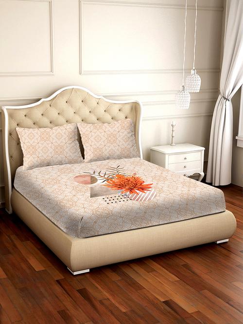 shades of shraddha double bedsheet set super king size 300 tc 100% cotton orange colour - 17550707 - Standard Image - 1
