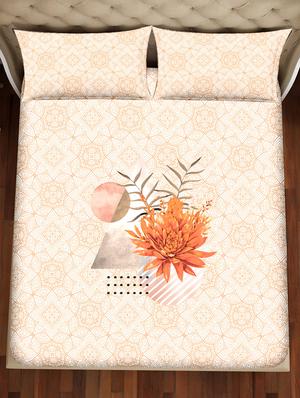 shades of shraddha double bedsheet set super king size 300 tc 100% cotton orange colour - 17550707 - Standard Image - 3