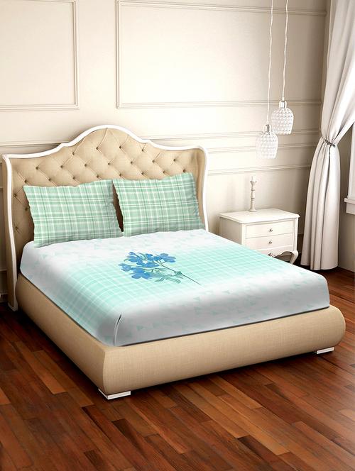shades of shraddha double bedsheet set super king size 300 tc 100% cotton green colour - 17550708 - Standard Image - 1