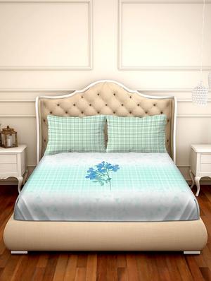 shades of shraddha double bedsheet set super king size 300 tc 100% cotton green colour - 17550708 - Standard Image - 2