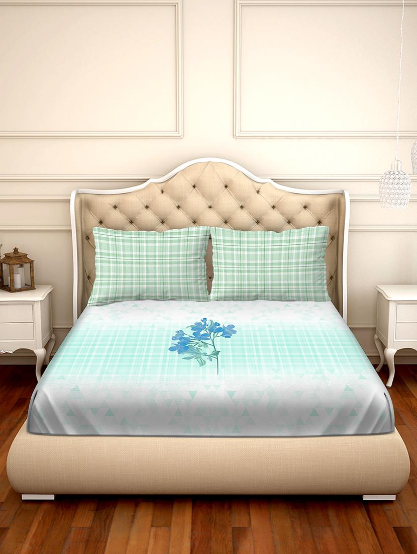 shades of shraddha double bedsheet set super king size 300 tc 100% cotton green colour - 17550708 - Zoom Image - 2