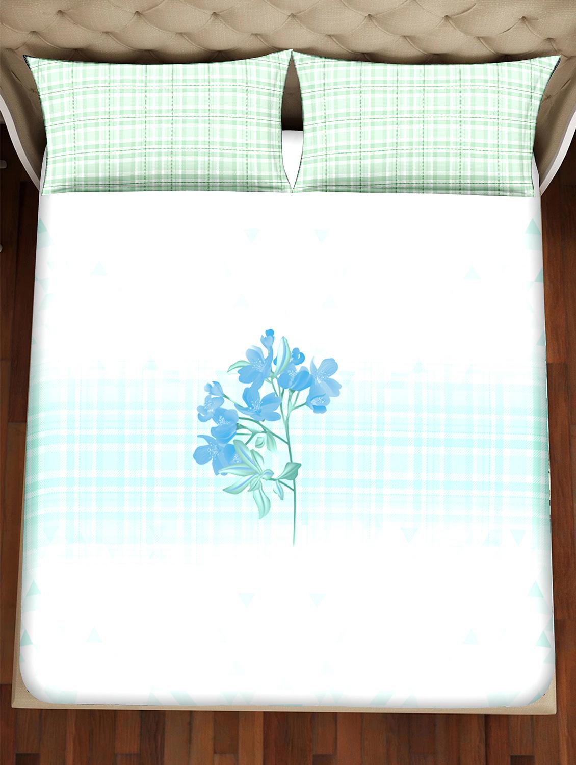 shades of shraddha double bedsheet set super king size 300 tc 100% cotton green colour - 17550708 - Zoom Image - 3