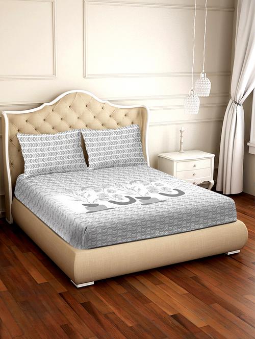 shades of shraddha double bedsheet set super king size 300 tc 100% cotton grey colour - 17550710 - Standard Image - 1