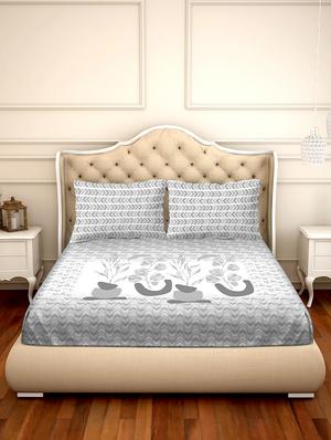 shades of shraddha double bedsheet set super king size 300 tc 100% cotton grey colour - 17550710 - Standard Image - 2