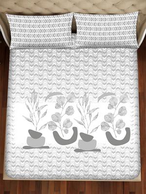shades of shraddha double bedsheet set super king size 300 tc 100% cotton grey colour - 17550710 - Standard Image - 3