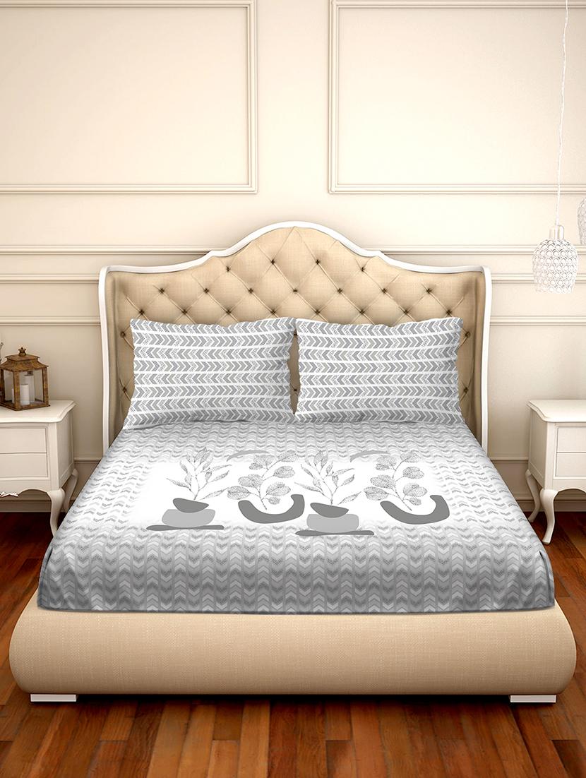 shades of shraddha double bedsheet set super king size 300 tc 100% cotton grey colour - 17550710 - Zoom Image - 2