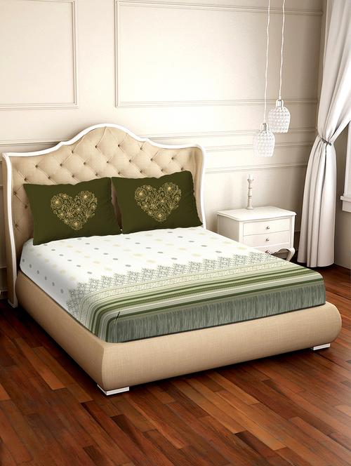 shades of shraddha double bedsheet set super king size 300 tc 100% cotton green colour - 17550713 - Standard Image - 1