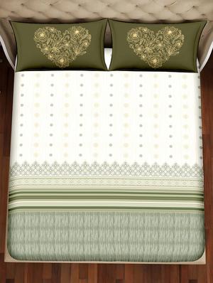 shades of shraddha double bedsheet set super king size 300 tc 100% cotton green colour - 17550713 - Standard Image - 3