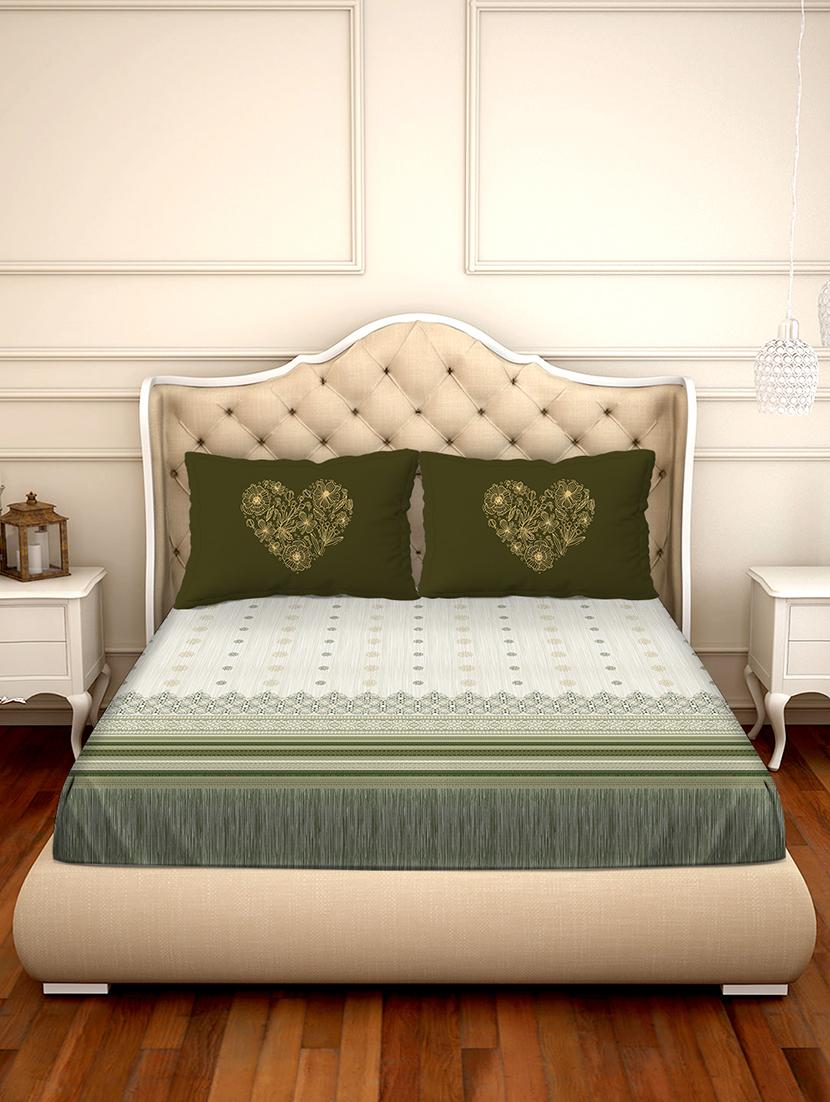 shades of shraddha double bedsheet set super king size 300 tc 100% cotton green colour - 17550713 - Zoom Image - 2