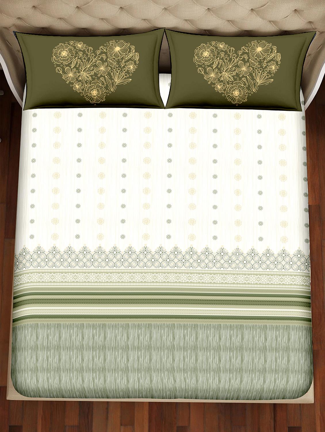 shades of shraddha double bedsheet set super king size 300 tc 100% cotton green colour - 17550713 - Zoom Image - 3