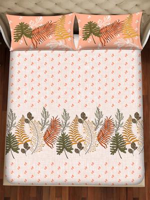 shades of shraddha double bedsheet set super king size 300 tc 100% cotton peach colour - 17550715 - Standard Image - 3