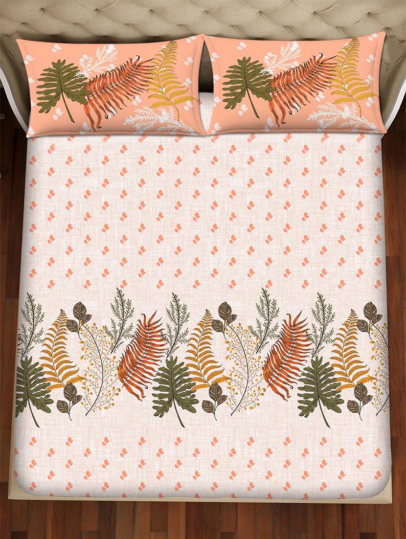 shades of shraddha double bedsheet set super king size 300 tc 100% cotton peach colour - 17550715 - Zoom Image - 3