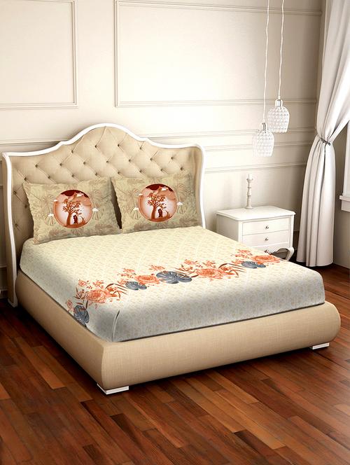 shades of shraddha double bedsheet set super king size 300 tc 100% cotton brown colour - 17550716 - Standard Image - 1