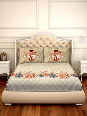 shades of shraddha double bedsheet set super king size 300 tc 100% cotton brown colour - 17550716 - Standard Image - 2