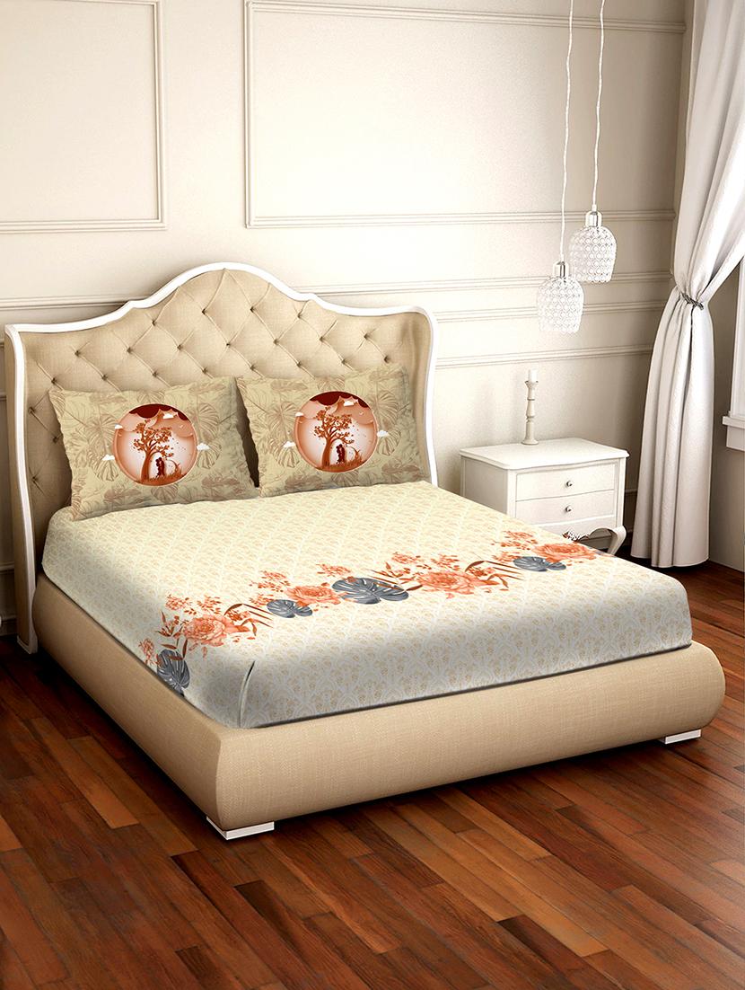 shades of shraddha double bedsheet set super king size 300 tc 100% cotton brown colour - 17550716 - Zoom Image - 1