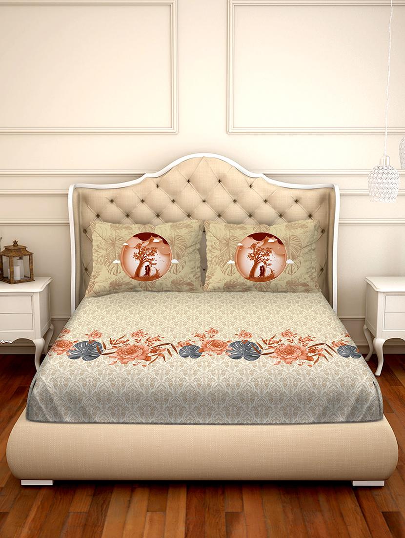 shades of shraddha double bedsheet set super king size 300 tc 100% cotton brown colour - 17550716 - Zoom Image - 2