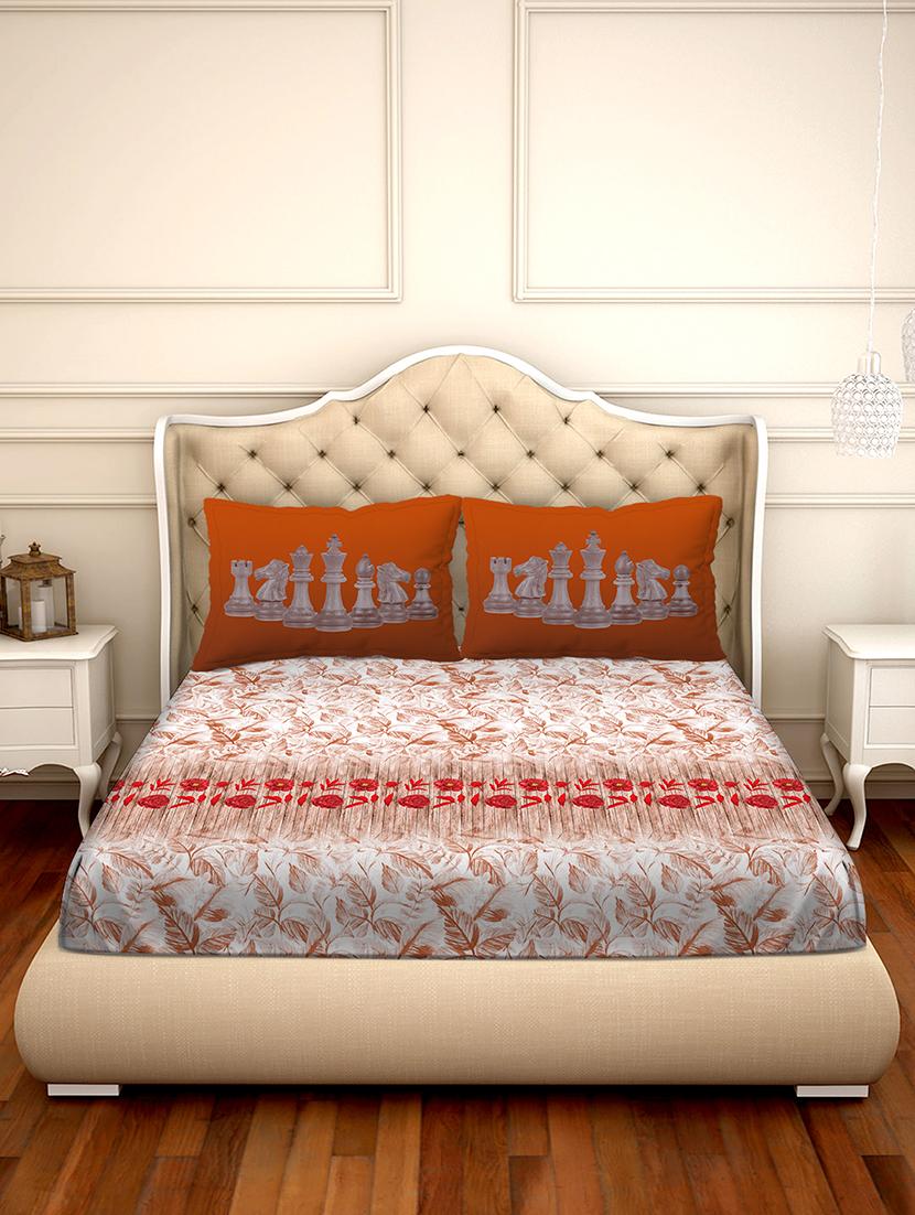 shades of shraddha double bedsheet set super king size 300 tc 100% cotton brown colour - 17550720 - Zoom Image - 2