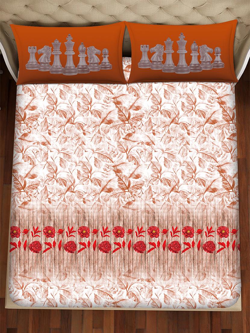 shades of shraddha double bedsheet set super king size 300 tc 100% cotton brown colour - 17550720 - Zoom Image - 3