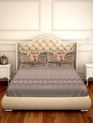 shades of shraddha double bedsheet set super king size 300 tc 100% cotton grey colour - 17550721 - Standard Image - 2
