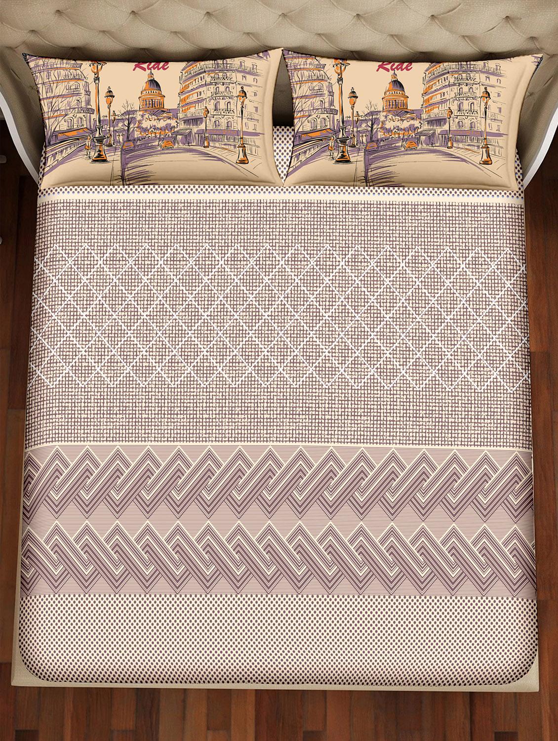 shades of shraddha double bedsheet set super king size 300 tc 100% cotton grey colour - 17550721 - Zoom Image - 3